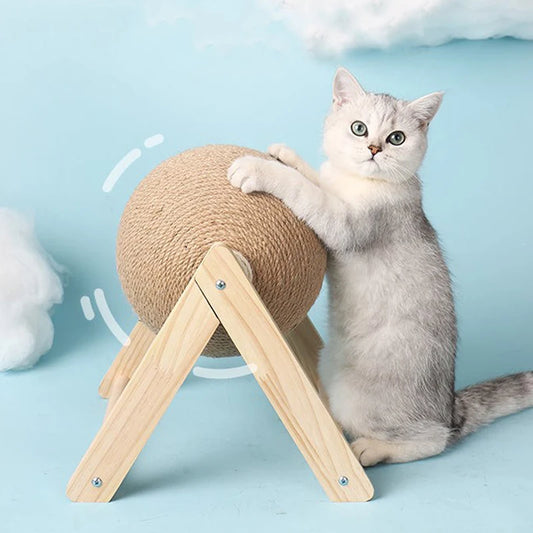 V-shaped scratching post with interactive ball