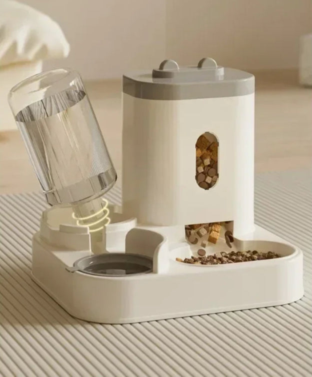 Automatic water and kibble dispenser