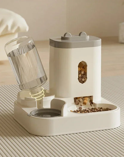 Automatic water and kibble dispenser