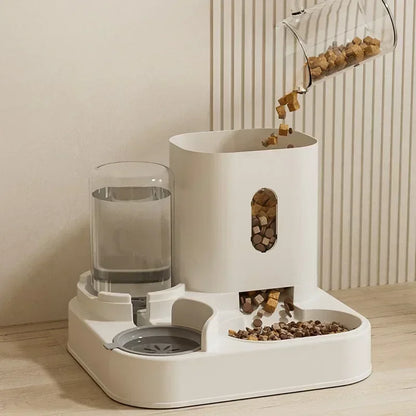 Automatic water and kibble dispenser