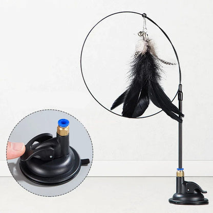 Fishing rod toy with feather